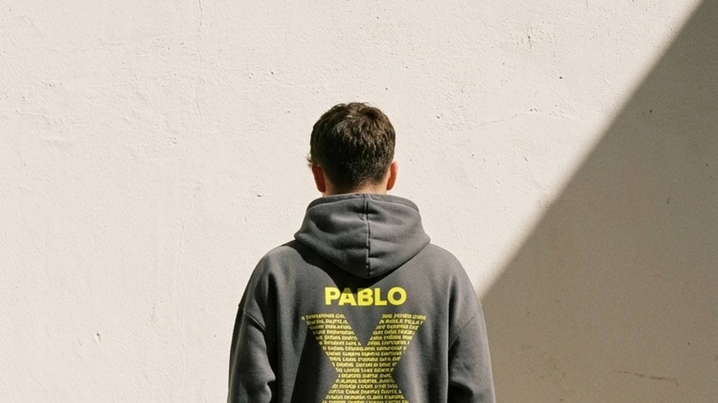 Alumno con la frase de clase estampada en la espalda de su sudadera