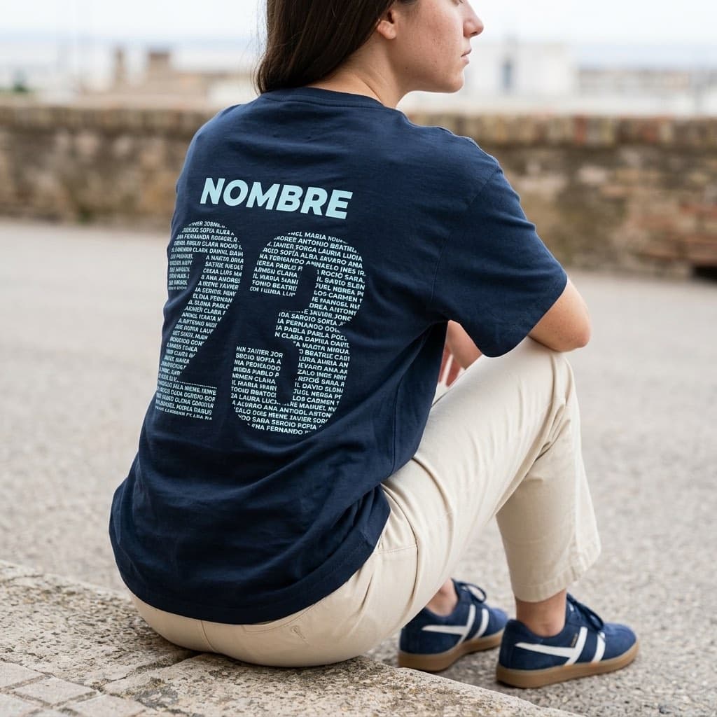 Camiseta personalizada con el dorsal y el nombre de una persona del grupo